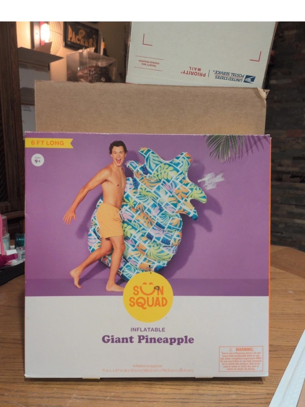 Inflatable Giant Pineapple Pool Float - Blue/Green
